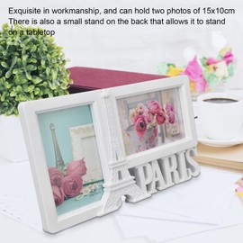 Haofy 4x6 Plastic Double Picture Frame, Eiffel Tower Double Picture Frame, Decorative Picture Frame, Vertical and Horizontal Opening Picture Wall Table Top Frame
