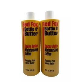 Red Fox BOTTLE O’BUTTER Cocoa Butter Moisturizing Lotion 16 fl oz LOT OF 2