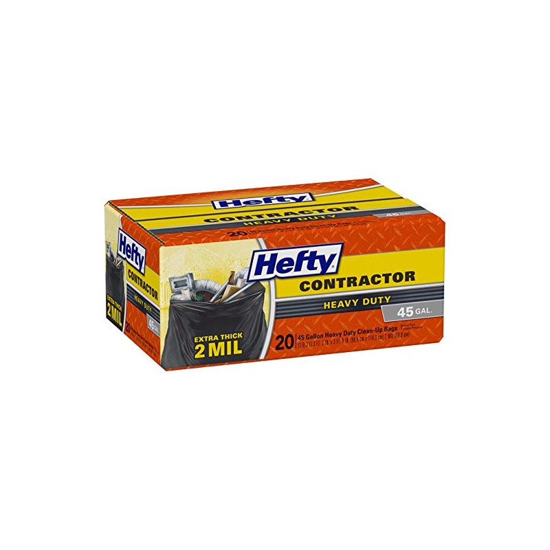 Contractor Trash Bags, Heavy Duty, 45-Gallon, 20-Ct.
