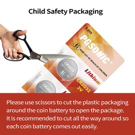 PGSONIC CR2032 3V Lithium Battery (40pcs), Compatible with AirTag, Key Fobs, Smart Sensors, Scales, Candles and More