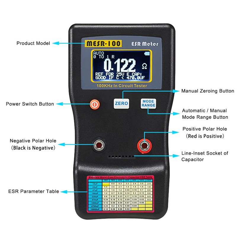 Signstek MESR-100 V2 Auto Ranging in Circuit ESR Meter Capacitor
