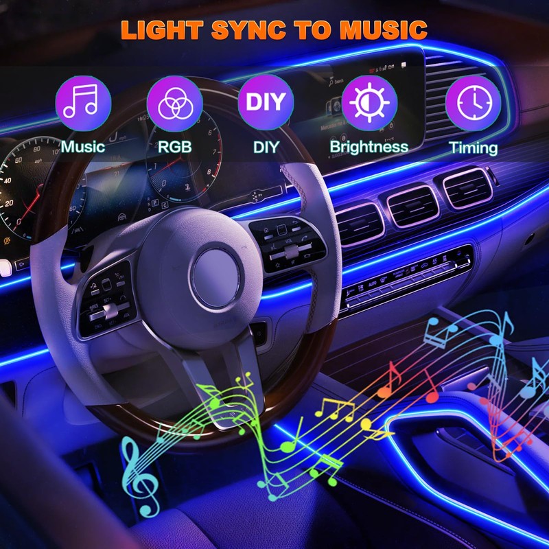Jushope Car LED Lights, Interior Car Lights with Wireless APP/RF