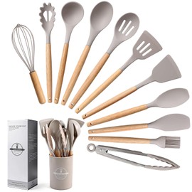 Utensilios de Cocina de Silicona, Juego de 12 Herramientas de Cocina Antiadherentes Resistentes al Calor, Resistentes al Calor, Cucharas de Silicona
