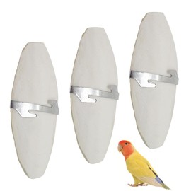 PHCOZY Pack of 3 Sepia Bowls Parrots Chew Toy Birds Chewing Toy with 3 Pieces Metal Holder Octopus Sepia Bones for Parrots Birds Reptiles Turtles Snails, 12 cm