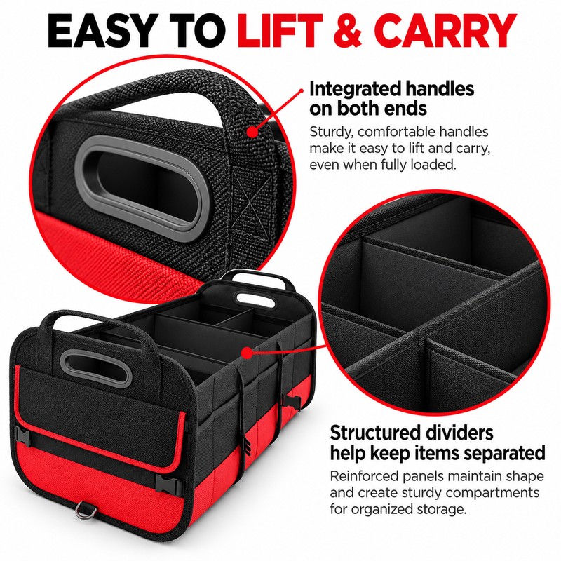 Car Trunk Organizer for Everyday Storage – 95L Collapsible Multi-Compartment