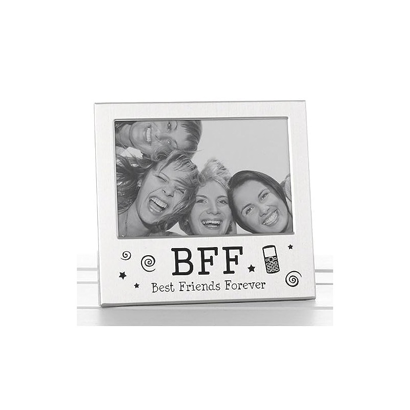 Shudehill Giftware BFF Photo Frame 73465, Metal, Silver, 14x13.5cm