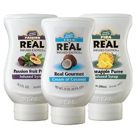 Reàl Infused Exotics Fun in the Sun Essentials Variety Pack: Cream of Coconut, Pineapple, and Passion Fruit (Pack of 3, 16.9 FL OZ Bottles)