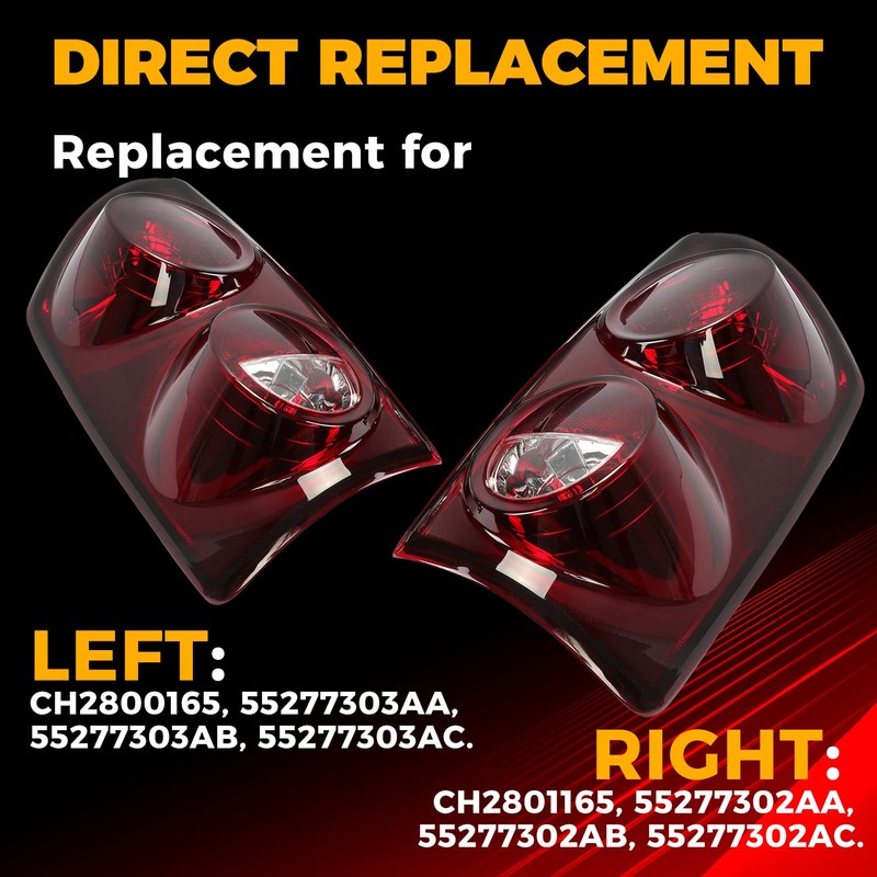 ECOTRIC Tail Light Compatible with 2007-2009 Dodge Ram 1500 2500