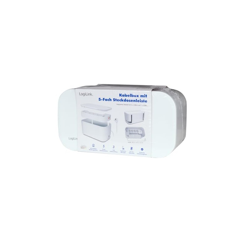 Logilink LogiLink LPS281U - Kabelbox mit 5-Fach-Steckdosenleiste inkl. 3X USB,