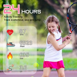 Alutoria Smartwatch Children, Children's Phone Watch, Sports Fitness for Children, 1.83 Inch HD Touch Screen, Notifications Messages, Fitness Tracker for Boys, Girls and Teenagers, Shiny Pink