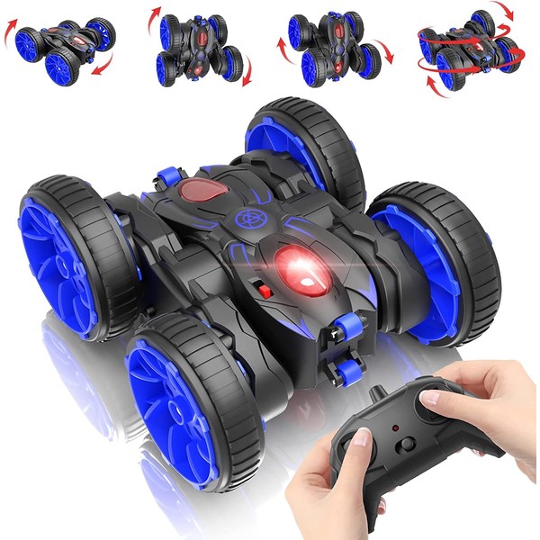 MaxTronic Remote Control Cars for Kids, Fun Flip Stunt 360° Rotations Double Side RC Car, 4WD Offroad 2.4Ghz Monster Truck with LED Light for Boys Girls Children Gifts Toy car