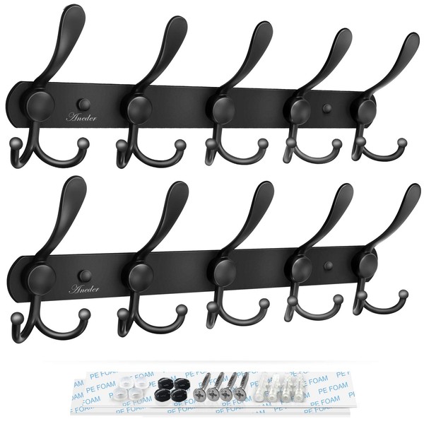 Coat Rack Wall Mount Wall Hooks ,ANEDER Hat Rack Adhesive