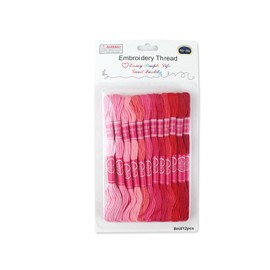 12pcs Gradient Embroidery Thread Red Cross Stitch Threads 8M,Polyester Thread for Sewing,Knotting and Crafting