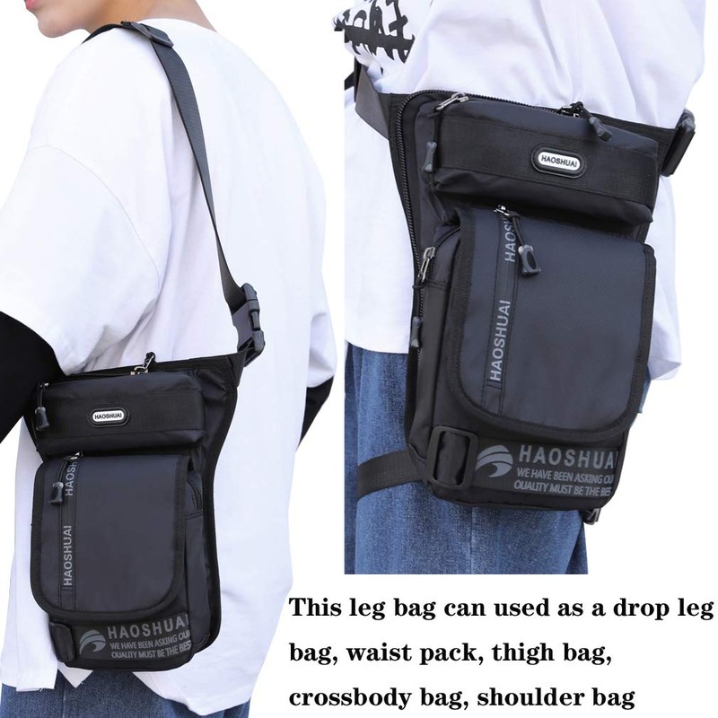 Drop Leg Bag Riñonera de Nailon Impermeable para Hombre, Multibolsillos,