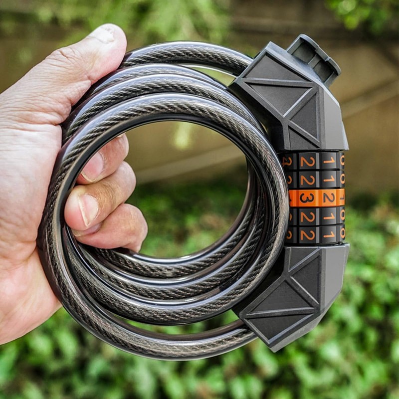 Bike Lock with 5-Digit Code, Cadenas Velo,1.2M/4FT Bicycle Locks Cable,