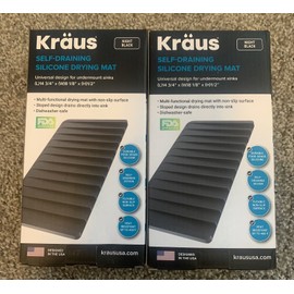 Kraus Self Draining Dish Drying Mat- Night Black. Set of 2