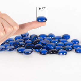 WGV Flat Marbles, Pebbles, Glass Gems for Vase Fillers, Party Table Scatter, Wedding, Decoration, Landscaping, Aquarium Decor, Crystal Rocks, Blue (5 Pounds, Approx 500 pcs)