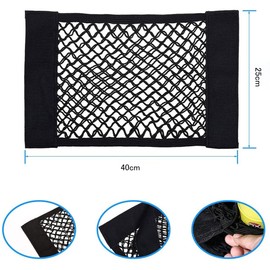 Car Storage Pocket, Set of 2, 40cm x 25cm, Car Net Pocket, Mesh Velcro Closure, Elastic Net for Back Seat or Trunk