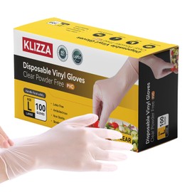 KLIZZA Disposable Vinyl Gloves, Latex-Free, Powder Free, Clear Plastic Gloves, for Cleaning, Kitchen Cooking, Food Prep, 100 Count, Medium