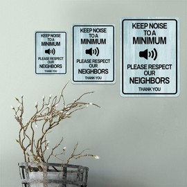 Portrait Round Plus Keep Noise To A Minimum Please Respect Our Neighbors Thank You Wall or Door Sign | Public Notice Signs - Large (2 Pack)
