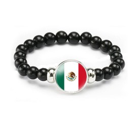 vmcoatdu Mexico Flag Bracelet Elastic Rope Beaded Bracelet Support Your Country Travel Souvenir Gifts for Men Women (Mexico)