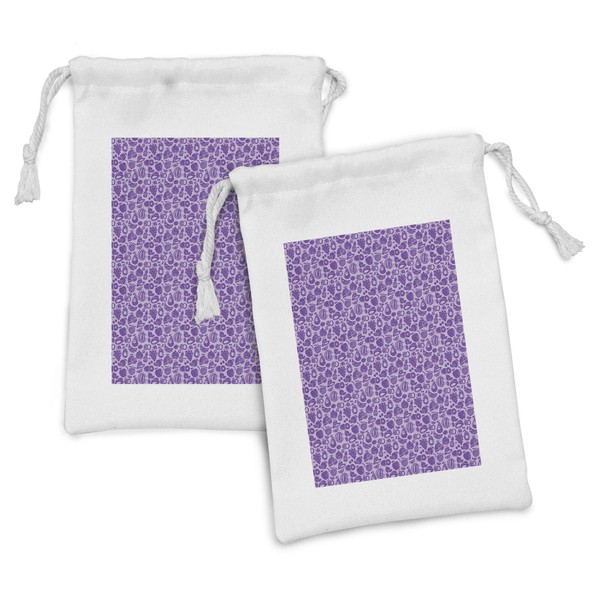 Lunarable Fruit Fabric Pouch Set of 2, Retro Style Grungy