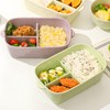 Ceramic Lunch Box with Compartment, Lunch Box with Lid, Green