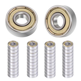 Editbar 50 Pieces 608 ZZ Ball Bearings - Miniature Ball Bearings 8 x 22 x 7 mm, Durable & Low Noise, Metal Double Shielded Miniature Deep Groove Ball Bearing for Skateboard, Scooter, Inline Skates, 3D