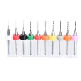 TA-VIGOR 10Pcs 1.2mm Micro Drill Bit, 1/8 Inch Shank PCB Drill Bits Tungsten Carbide Spiral Flute CNC Router Bits Drilling Rotary Tool for Print Circuit Board Jewelry CNC Engraving, Random Color