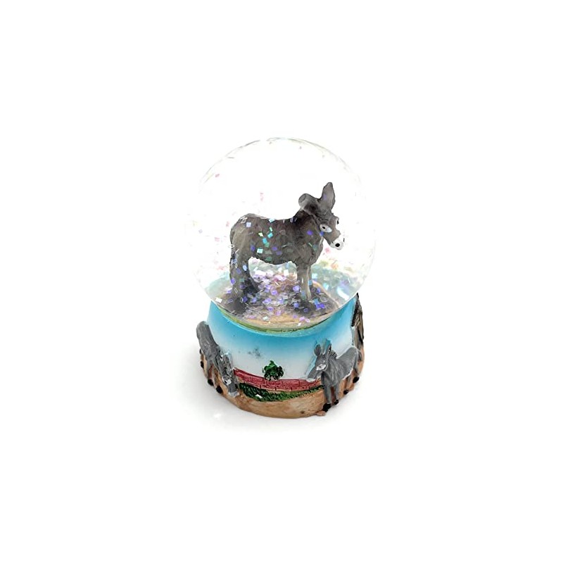 Onwomania Donkey Cute Horse Height 6.5 cm Snow Globe Glitter