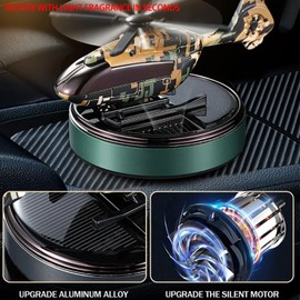 Solar Power Air Freshener for Car, Helicopter Aromatherapy Solar Energy Rotating Fragrance for Dashboard, Automotive Interior Decoration Purifiers, Fresheners Diffusers for Essential Oils(Green Camouf