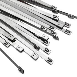 OFFO Cable Ties Stainless Steel Bands, 0.3 inch (7.9 mm) Wide 100% Stainless Steel Binding Rods, Heat Resistant, Weather Resistant, UV Resistant, Corrosion Resistant, Ideal for Use in Extremely Harsh