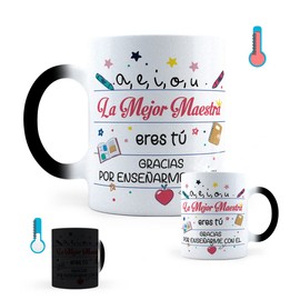 LISE GRAPHIX | Taza Mágica La Mejor Maestra | Taza de Cerámica | Sensible al calor | 11 Onzas | 325 mL | Un Detalle Original para Todo Momento | Ideal Para Casa u Oficina