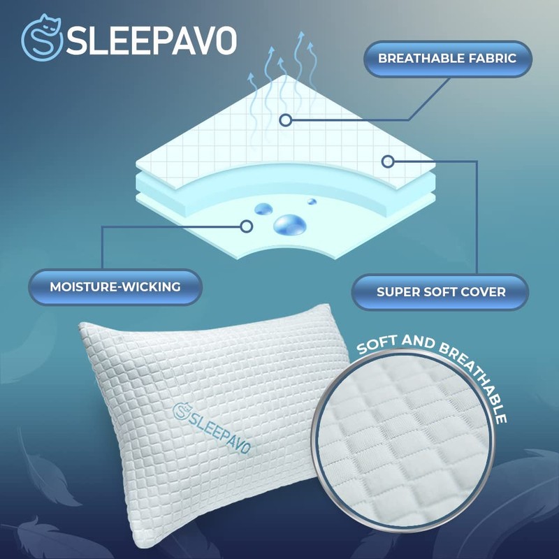 Sleepavo Shredded Memory Foam Pillows - Gel Cooling Queen Size