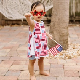 Burt's Bees Baby Girls Top Pant Set, Tunic Leggings Bundle, 100% Organic Cotton And Toddler Layette Set, Grand Ol' Flag, 12 Months US