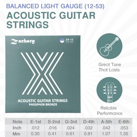 Acoustic Guitar Strings 6 String Set Acoustic Guitar Strings Guitar Accessories Kit Maximum Life with Smooth Feel & Lasting Bright Tone 2 Packs (Light, 12-53)