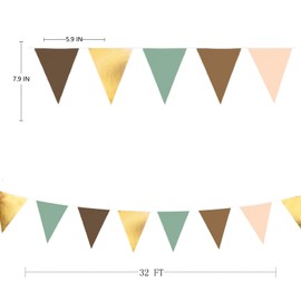 PinkBlume Green Brown Gold and Nude Color Triangle Flag, Cloth Garland, Banner Party, Ornament, Autumn Forest Green Brown and Gold Forest Outdoor, Pennant, Flag, Birthday Decoration, Wedding Garland,