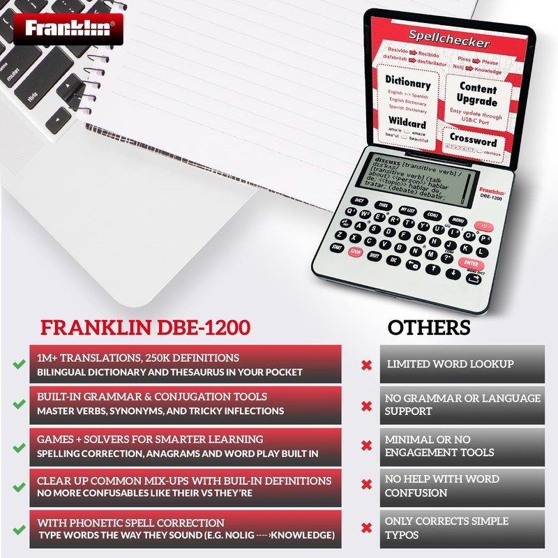 Franklin DBE-1200 Bilingual Electronic Dictionary – English-Spanish, Spanish English Digital