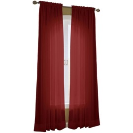No. 918 Emily 59 by 63-Inch Sheer Voile Curtain Panel, Burgundy