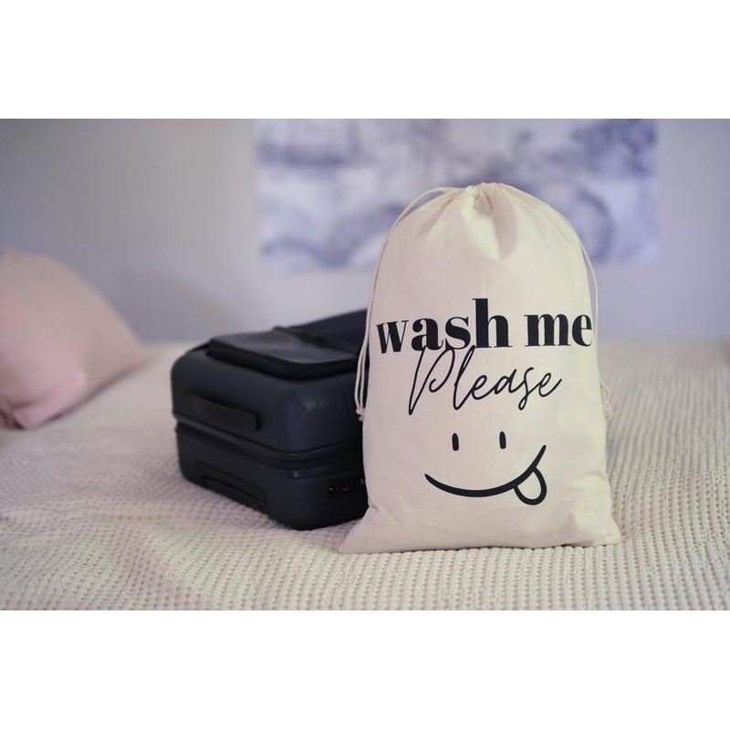 1 Laundry Bag, Laundry Bag, Laundry Hamper, 100% Cotton (Smiley