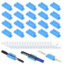 20 Pack Pen Holder Silicone,Adhesive Pen Holder for Desk,Marker Clip for Classroom Office Desk Accessories, Pencil Holder with 20 Double Sided Extra Sticky Tape (Blue)