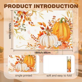 CHAROUP Fall Placemats Set of 4 Place Mats,12x18 Inch Autumn Pumpkin Pattern Table Mats for Fall Thanksgving Holiday Indoor Outdoor Party Kitchen Dining Table Decorations
