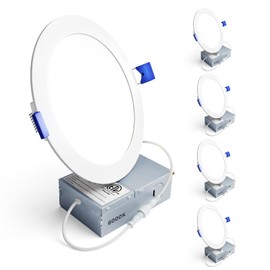 Ensenior 4 Pack 6 Inch LED Recessed Light, Dimmable, 6000K Clear White, 1200LM High Brightness, 12W 120V, Damp Rated, Ultra-Thin Canless Wafer Ceiling Light - ETL & FCC & IC