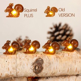 Christmas Squirrel Plus String Lights, 10ft Silver wire 30 Big Icon Leds Battery Powered with Remote Control for Indoor Outdoor Fall Party, Thanksgiving Holiday, Home Fairy Decorations Lighting