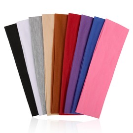 9Pcs Headbands for Women & Men, Non Slip Sweat Band Fashion Elastic Head Bands for Women's Hair, Soft Hair Bands Cotton Cloth Stretchy Headband for Daily Workout Yoga Running Sports (9Colors-1)