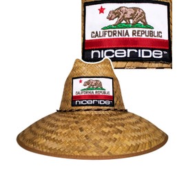 NICERIDE Unisex California Flag Straw Sun Hat - Perfect for Beach, Work and Casual Wear (Natural Color)