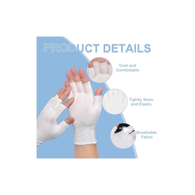 12 pares de guantes humectantes blancos sin dedos, guantes de