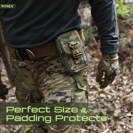 WYNEX Tactical Molle Phone Pouch with Compass Buckle, Tactical Phone Holster Molle Cell Phone Pouch Universal Belt Waist Bag for IP 13/12/11 Max /S21 with Canada Patch & Paracord Keyring Clip