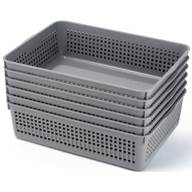 CACASO 6 Pack Turn in Trays Classroom, Plastic Paper Trays, Gray