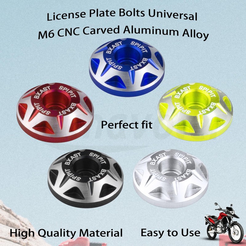 Amavoler License Plate Bolts, 4 pcs Universal M6 CNC Carved